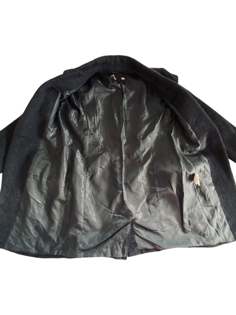 DIA Luxury Suri Alpaca Wool Shimmer Mid Length Coat Jacket Charcoal Black Small - Picture 6 of 13